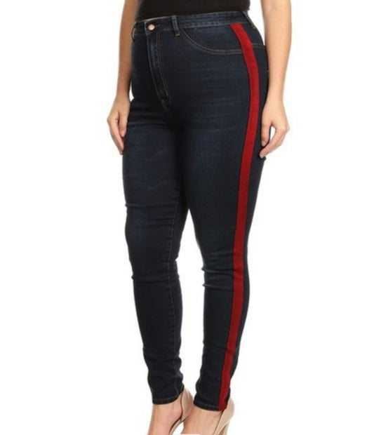 BETH STRIPE HIGH RISE JEANS
